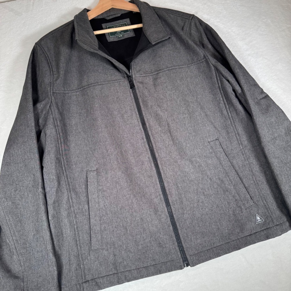 GH Bass Co Mens Softshell Jacket Charcoal Gray Full Zip Fleece Lined XL BM7RP367